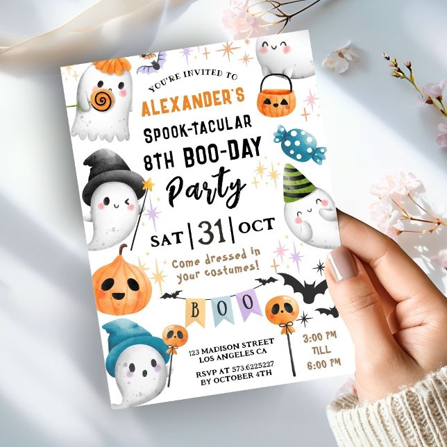 Invitación Cute Spooktacular Halloween 8º cumpleaños niño lin (Subido por el creador)