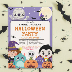 Invitación Cute Spooktacular Halloween Costume Party Kids