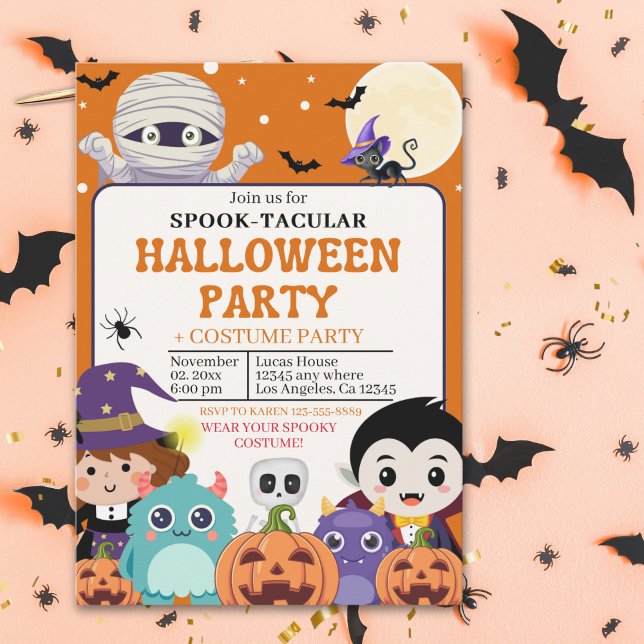 Invitación Cute Spooktacular Halloween Costume Party Kids (Subido por el creador)