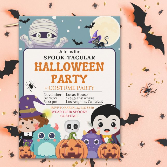 Invitación Cute Spooktacular Halloween Costume Party Kids (Subido por el creador)