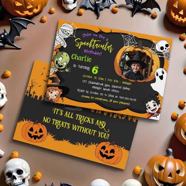 Invitación Cute Spooktacular Halloween Monster Photo Birday (Subido por el creador)