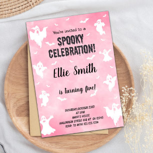 Invitación Cute Spooky Fiesta Card para Chicas o niños