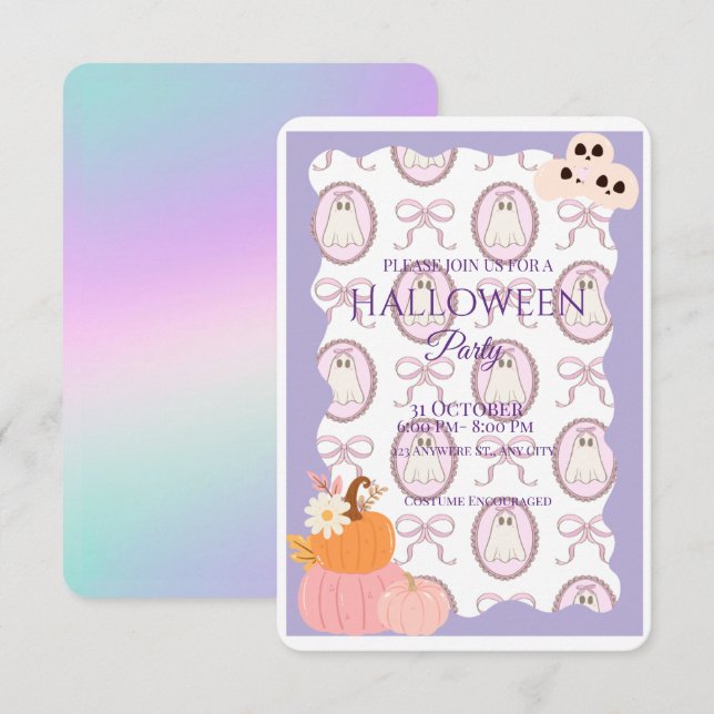 Invitación Cute Spooky Halloween Party Invitation (Anverso / Reverso)
