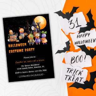 Invitación Cute Spooky Kids Costume fiesta de Halloween