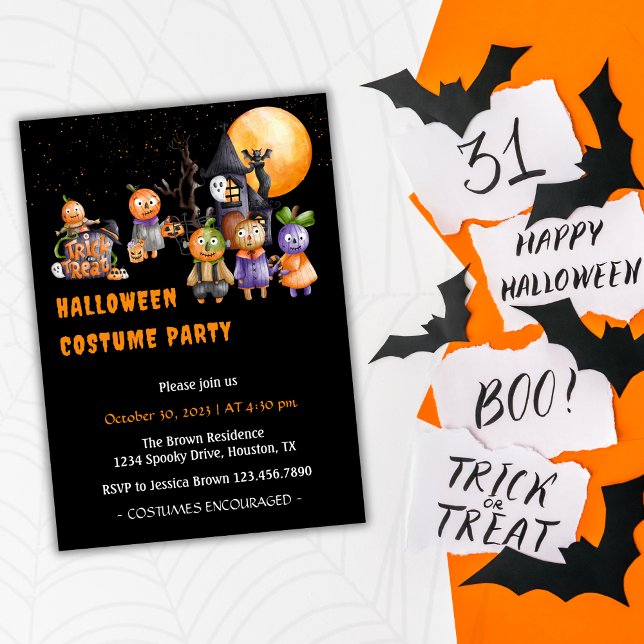 Invitación Cute Spooky Kids Costume fiesta de Halloween (Subido por el creador)