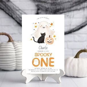Invitación Cute Spooky ONE Ghost Halloween 1er cumpleaños