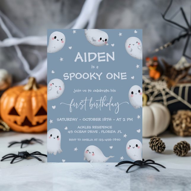 Invitación Cute Spooky Un niño de Halloween Primer cumpleaños (Subido por el creador)