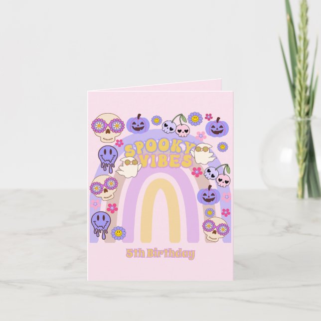 Invitación Cute Spooky Vibes Groovy Ghost Halloween Cumpleaño (Anverso)