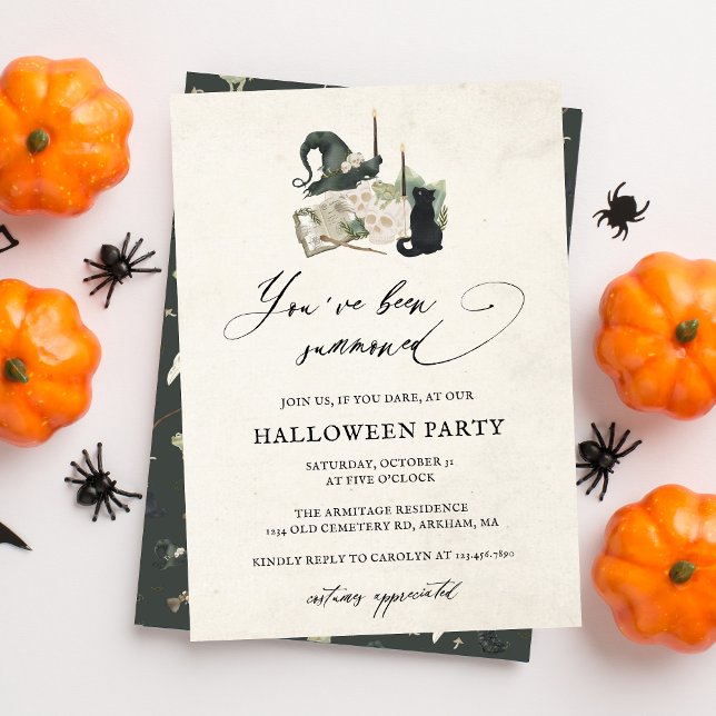 Invitación Cute Spooky Watercolor Calligraphy Fiesta Hallowee (Subido por el creador)