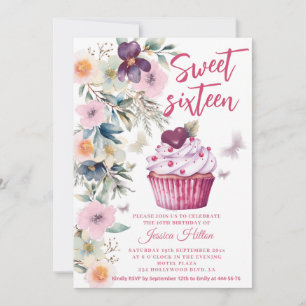 Invitación Cute Spring Boho quequito de flores dulce 16