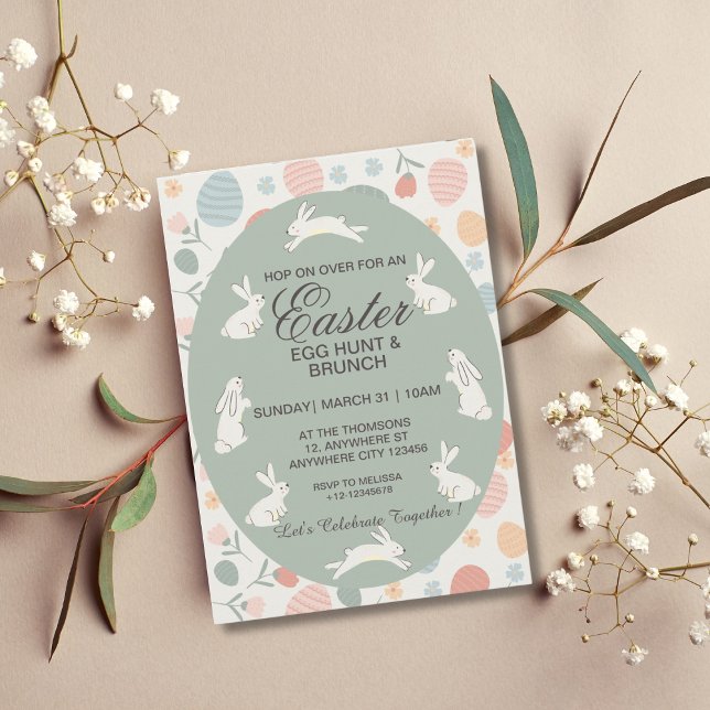 Invitación Cute Spring Bunnies Semana Santa Huevos (Subido por el creador)