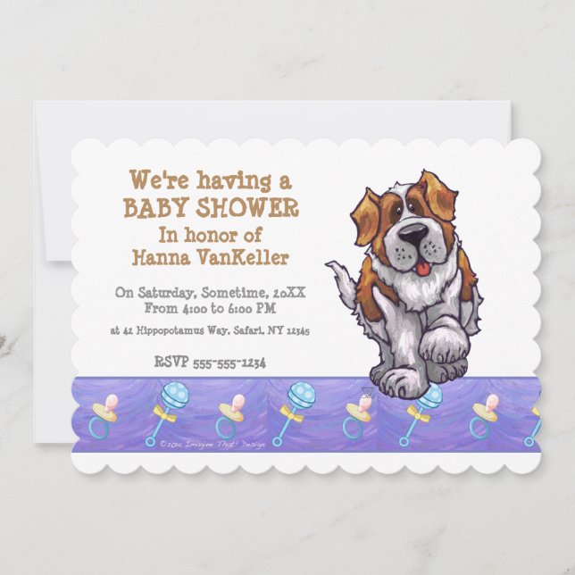 Invitación Cute St. Bernard Baby Shower (Anverso)