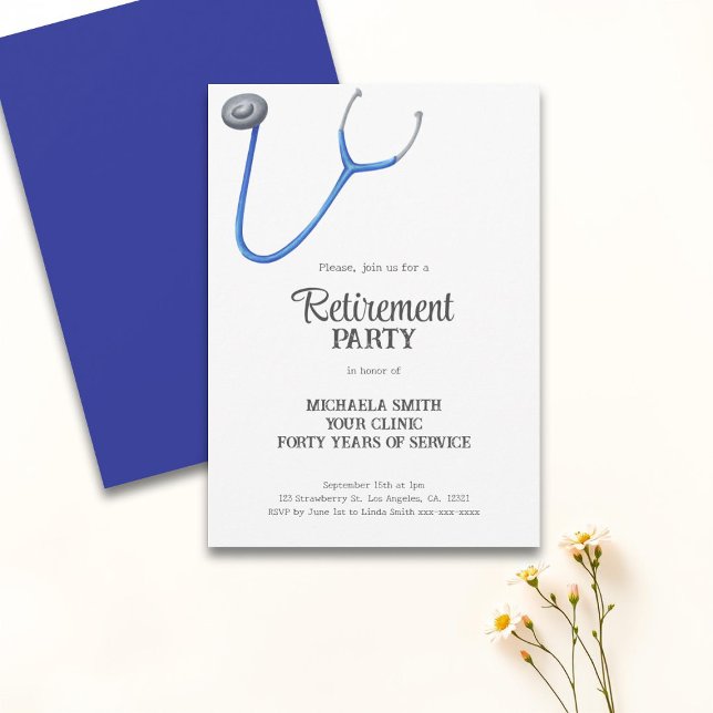 Invitación Cute Stethoscope Doctor Nurse Retirement (Subido por el creador)