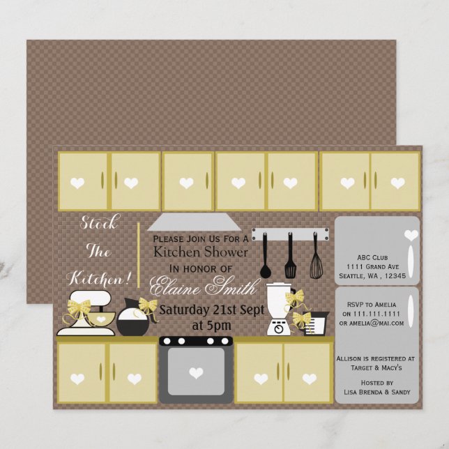 Invitación Cute stock la cocina Ducha de novia Invitar (Anverso / Reverso)