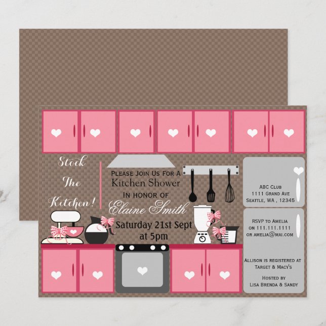 Invitación Cute stock la cocina Ducha de novia Invitar (Anverso / Reverso)