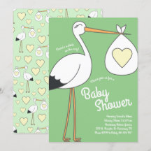 Cute Stork Baby Shower Mod Gender Neutral