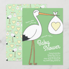 Invitación Cute Stork Baby Shower Mod Gender Neutral