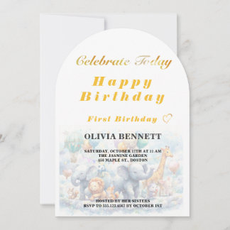 Invitación Cute Storybook Animals First Birthday