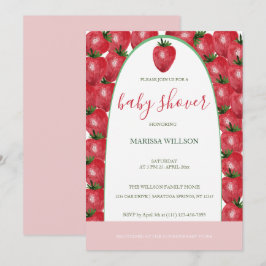 Invitación Cute Strawberries Watercolor Pintado a mano
