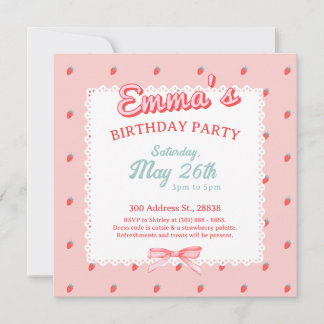 Invitación Cute Strawberry Square Invitation
