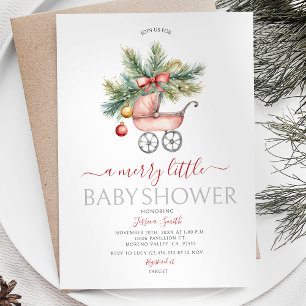 Invitación Cute Stroller Navidades un poco de Baby Shower
