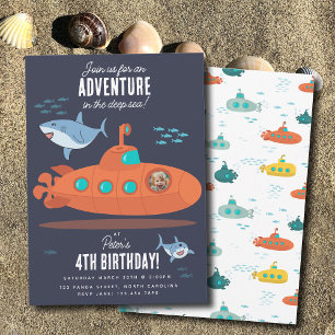 Invitación Cute Submarino Cumpleaños Niños Profundo Mar Foto