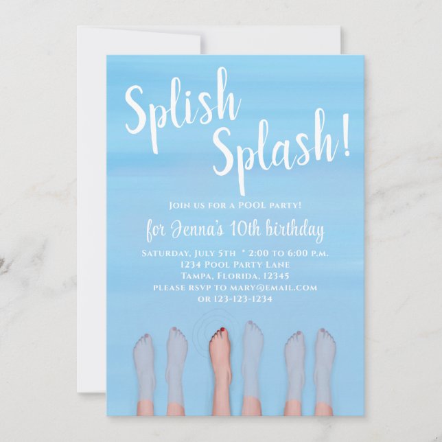 Invitación Cute Summer Beach Lake Ocean Girly Fiesta (Anverso)