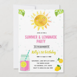 Invitación Cute summer pink lemonade invitation
