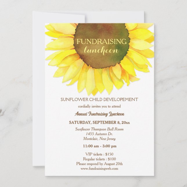 Invitación Cute Sunflower Fundraising Luncheon (Anverso)