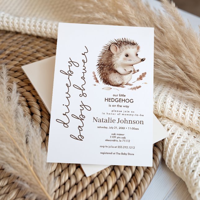 Invitación Cute Sweet Little Hedgehog Drive By Baby Shower (Subido por el creador)
