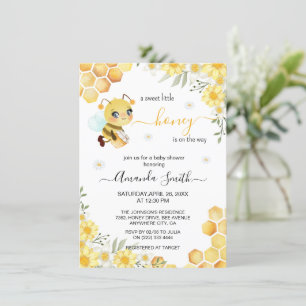 Invitación Cute Sweet Little Honey Bee Chica Baby Shower