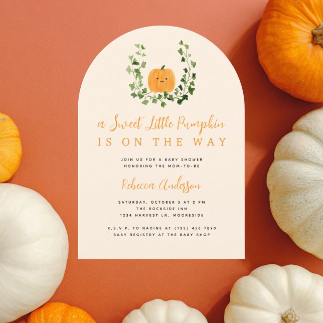 Invitación Cute Sweet Little Pumpkin Fall Baby Shower (Subido por el creador)