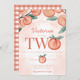 Invitación Cute Sweet Peach convirtiendo en dos fiestas de cu