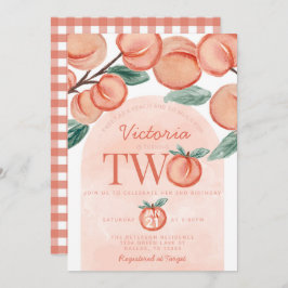 Invitación Cute Sweet Peach, dos Fiestas de cumpleaños