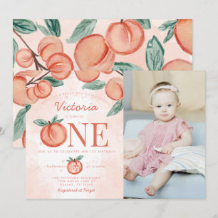 Invitación Cute Sweet Peach girando UN Fiesta de cumpleaños