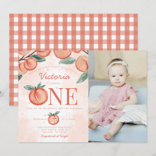 Invitación Cute Sweet Peach girando UN Fiesta de cumpleaños
