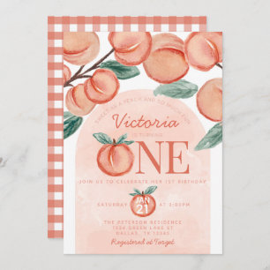 Invitación Cute Sweet Peach girando UN Fiesta de cumpleaños