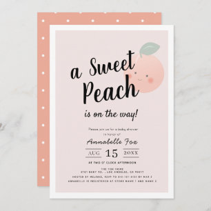 Invitación Cute Sweet Peach Pink Baby Shower