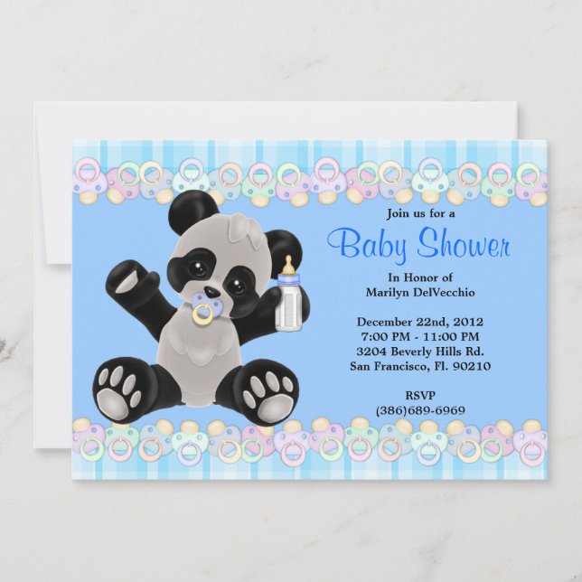 Invitación CUTE Sweet Plush Baby Panda Bear Baby Shower (Anverso)