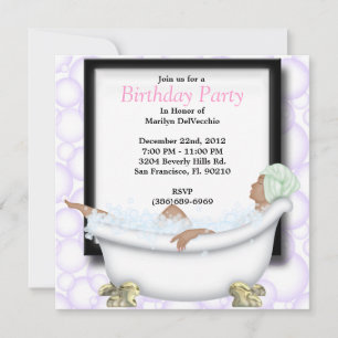 Invitación CUTE Sweet Spa Bath Massage and Beauty Party Invit