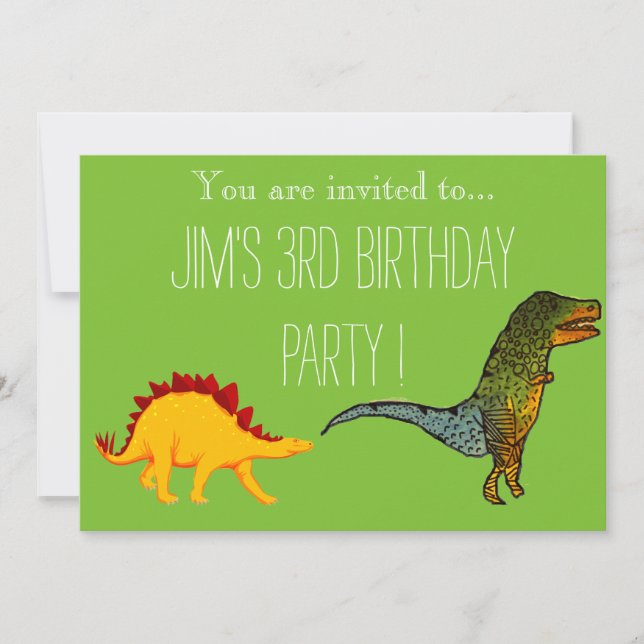 Invitación Cute T-Rex dinosaurio fiesta de cumpleaños de un n (Anverso)