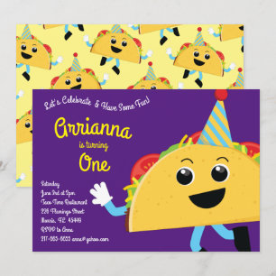 Invitación Cute Taco Mexicano Alimentos Niños Fiesta de prime