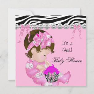Invitación Cute Taza de magdalena de ducha de bebé niña cebra