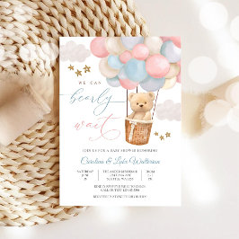 Invitación Cute Teddy Balloon Baby Shower Invitation