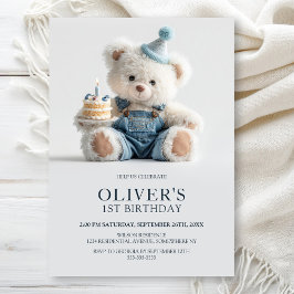 Invitación Cute Teddy Bear 1st Birthday Party Invitation