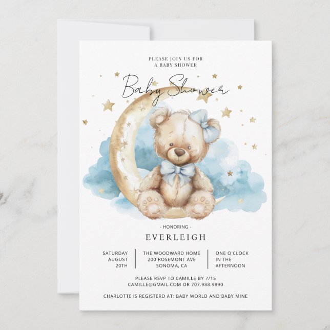 Invitación Cute Teddy Bear Baby Shower (Anverso)
