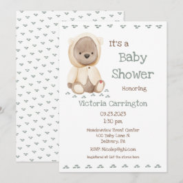 Invitación Cute Teddy Bear Baby Shower