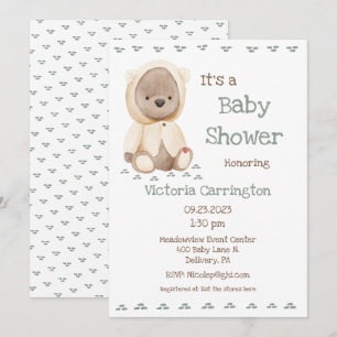 Invitación Cute Teddy Bear Baby Shower