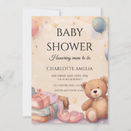 Invitación Cute Teddy Bear Baby Shower