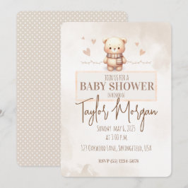 Invitación Cute Teddy Bear Baby Shower